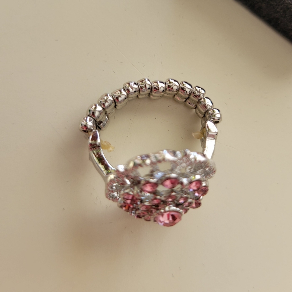 Paparazzi Elegant Pink Floral Stretch Ring - Picture 3 of 3